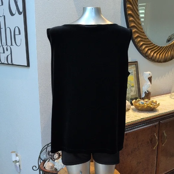 Chico's Black Velvet Look Sleeveless Tank Top - Picture 3 of 3